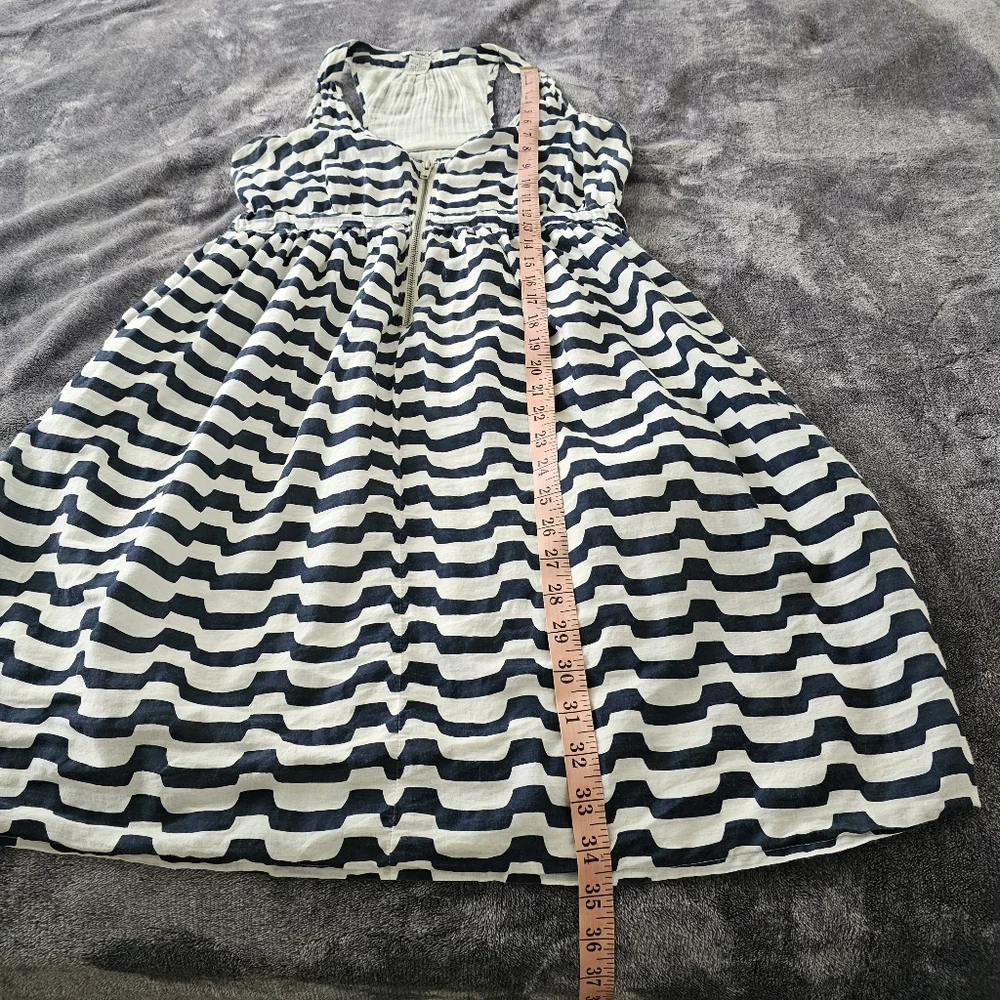 Pinky Striped Nautical Dress Cotton Racer Back Navy Blue/ Light Beige Small - Picture 9 of 11